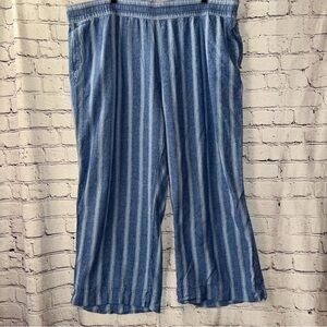 Old Navy High Rise Wide Leg Pull On Casual Pants Linen Blend Plus Size 2X